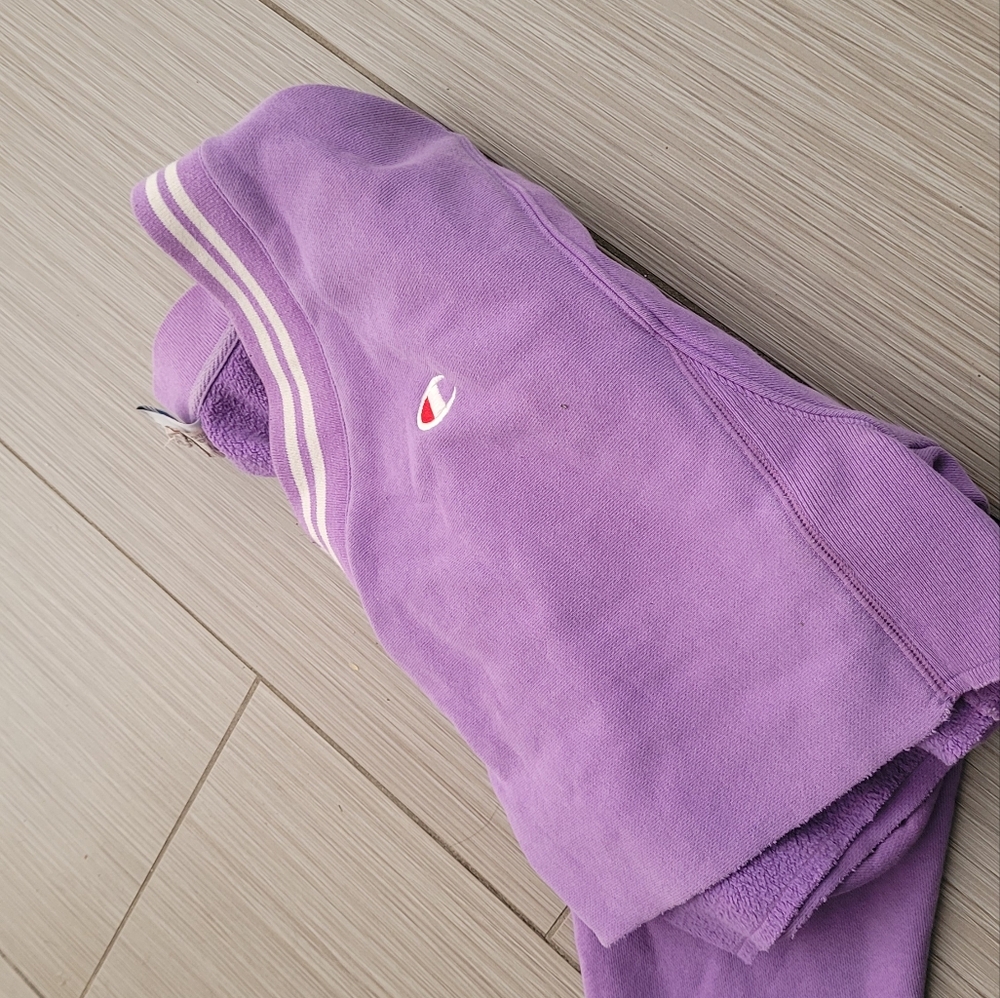 Champion Purple 3/4 Sleeve Crop Polo Hoodie - Picture 7 of 10